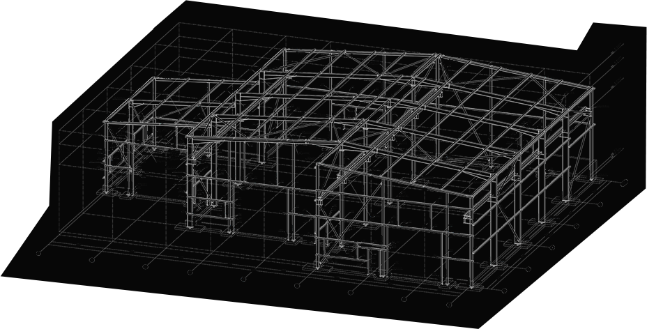 CAD-Zeichnung Systemhalle / Gewerbehalle - Metallbau, Stahbau, Schweißfachbetrieb Altenberend Bad Pyrmont